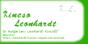 kincso leonhardt business card